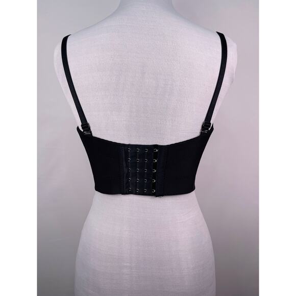 Black Beaded Corset Bustier Crop Top Bralette with Removable Straps | Size S - Picture 2 of 11